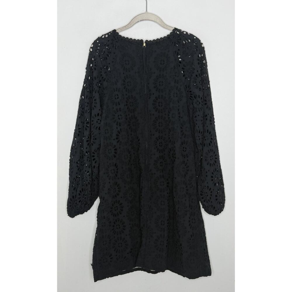 Lily Pulitzer Priscilla Short Dress Womens 14 Black boho Eyelet Long Puff Sleeve - Picture 11 of 11